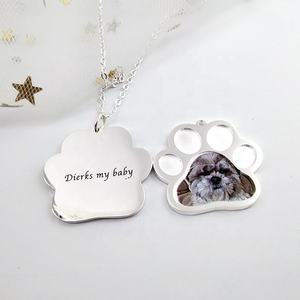 Colar personalizado de pata de cachorro e gato, colar com pingente de memória, fotos de animais de estimação, joias gravadas, presente de família - Product Image 3