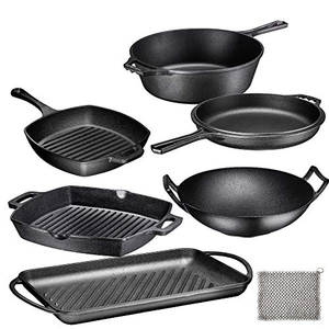 Klasik Dökme Demir 7 Parça Tencere Seti (Dutch Oven, Derin Tencere, Güveç Tenceresi, Kızartma Tavası) - Çevre Dostu Mutfak Gereçleri - Product Image 2