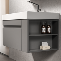 Meuble-lavabo mural simple avec miroir intégré et étagères de rangement, optimisation de l'espace - Meilleures ventes