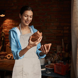 <span class=keywords><strong>Tablier</strong></span> de peinture d'artiste en céramique long avec 3 poches <span class=keywords><strong>Tablier</strong></span> de <span class=keywords><strong>poterie</strong></span> pour hommes et femmes pour le nettoyage - Product Image 3