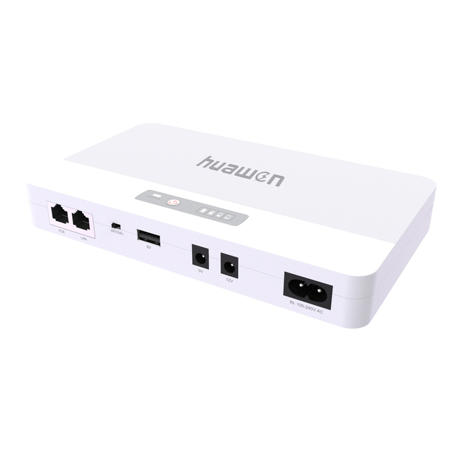 Huawen POE05 Mini UPS with 24/48V POE 9/12V DC Output Single Phase 10400mAh Lithium Battery for WiFi Router CCTV Camera