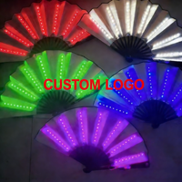 Vente flash - Éventail à main LED personnalisé 10'' - Éventail pliable - Logo personnalisé pour femmes et hommes - Accessoires pour festivals, soirées et raves
