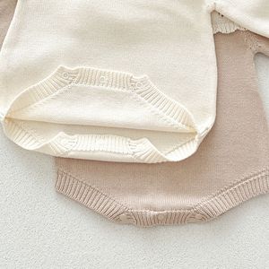 Combinaison en tricot ajouré de style coréen pour bébé Angou, col à volants, <span class=keywords><strong>pull</strong></span>-over, barboteuse en coton pour <span class=keywords><strong>fille</strong></span> - Product Image 6
