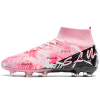 Chaussures de football unisexes pour les élèves du primaire et du secondaire Compétition des jeunes Entraînement antidérapant Pointes longues Lacets Futsal