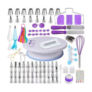 硅胶137件可重复使用不粘不锈钢蛋糕装饰用品套件烘焙模具和带甜品袋的工具 - Product Image 1