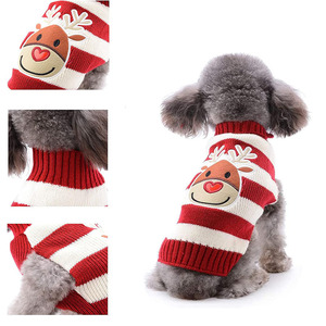 Pull rayé rouge pour chiens et chats, vêtements chauds d'automne et d'hiver, vêtements pour animaux de compagnie Teddy Maltese - Product Image 2