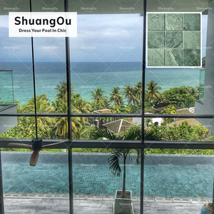 Sukabumi Bali đá cẩm thạch màu xanh lá cây nhìn 4'x4' hồ bơi gạch ý tưởng chất lượng tốt Thiết kế hiện đại đá tự nhiên nhìn khảm gạch - Product Image 2