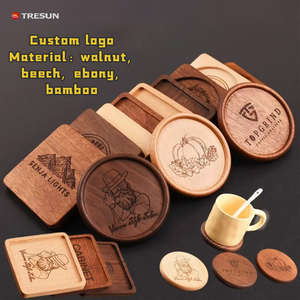 Posavasos de Madera de Haya y Nogal con Grabado Láser de Logotipo Personalizado, para Tazas de Café, Té, Bebidas y Teteras - Product Image 6
