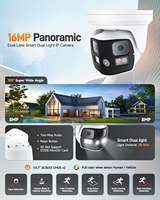 Caméra IP tourelle POE à double objectif panoramique 180° Super HD 16MP avec VCA AI, audio bidirectionnel et emplacement pour carte SD