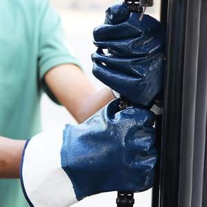 Gants de sécurité industriels en nitrile bleu résistant, certifiés CE, résistants aux produits chimiques et à l'huile, en coton, pour la raffinerie pétrochimique - Product Image 5