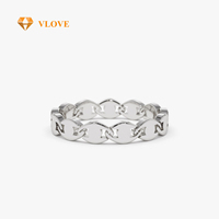 Anillo de Oro Sólido de 14K con Forma de Ojo, Cadena de Eslabones, Banda Gruesa con Corte Hueco, Joyería Fina Personalizada, Regalos de Aniversario y San Valentín