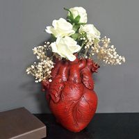 Vase en forme de cœur gothique en résine anatomique, pot à fleurs de bureau, forme d'organe humain pour arrangement de fleurs séchées