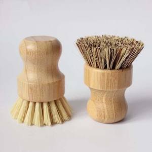 Eco Friendly Bamboo Palm Sisal Bristles Round <strong>Mini</strong> Scrub <strong>Brush</strong> Pot <strong>Brush</strong> Mushroom <strong>Brush</strong> - Product Image 1