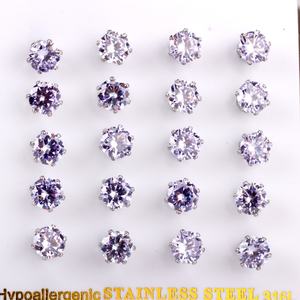 Pendientes de Acero Inoxidable con Circonita de Corte Redondo, Populares, Unisex - Product Image 5