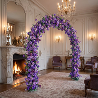 Guirlande de fleurs artificielles romantiques en soie violette lavande pour arche de mariage, rangée florale pour événements, fêtes, décoration de scène, faite à la main