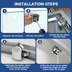 Shower <b>Door</b> <b>Rollers</b> Zinc Alloy Shower <b>Door</b> Wheels Curved Shower <b>Rollers</b> with Anti-Collision Block Bathroom <b>Door</b> Accessories - Product Image 2