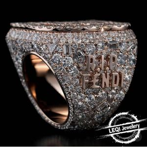 Kustom Hip Hop cincin silang-9 k-18 K emas/<span class=keywords><strong>Platinum</strong></span> mikro Pave Baguette Lab berlian perhiasan Pria - Product Image 1