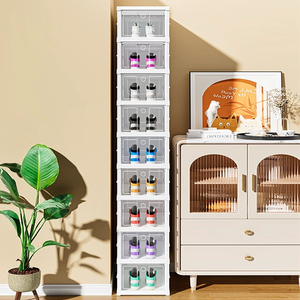 Meistverkaufter Faltbarer Transparenter Kunststoff-Schuhorganizer Ohne Montage Staubdichter Schuhschrank Tragbare PP Stapelbare Schuhbox - Product Image 2