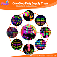 Assiettes en papier jetables, gobelets en tissu, couteaux, fourchettes, cuillères, kits fluorescents, décoration de table pour fête, couleur néon qui brille sous la lumière UV