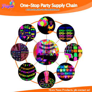 Assiettes en papier jetables, gobelets en tissu, couteaux, fourchettes, cuillères, kits fluorescents, décoration de table pour fête, couleur néon qui brille sous la lumière UV - Product Image 4
