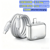 Câble de charge rapide 140W à éjection automatique 5A Type-C avec puce IA, protection contre les surcharges, déconnexion intelligente, charge complète pour téléphones et tablettes iOS