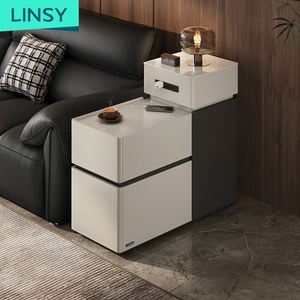 Mesa de Centro Moderna de Melamina Resistente para Sala de Estar, Aparador en Color Blanco y Negro ZQ1O-A - Product Image 2