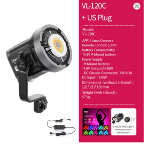 Ulanzi VL-120BI VL-120C Luce Video COB 120W con Attacco V-Mount, Materiale ABS, Controllo Wireless, 2700K-65000K, per Produzioni Cinematografiche Brevi - Product Image 6