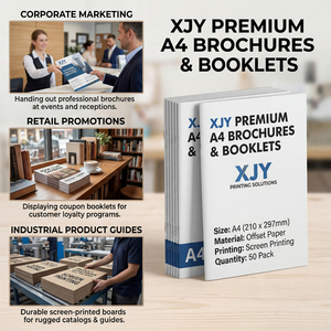 Brochure personnalisée XJY en carton duplex format A4, impression offset, pour bons <span class=keywords><strong>de</strong></span> <span class=keywords><strong>réduction</strong></span>/tickets, avec sérigraphie - Product Image 1