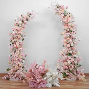 Artificial Flower Row Handmade Floral Set Wedding Decoration Arch Horn Shape Flowers Background Props