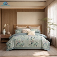 Ensemble de literie Cloudland certifié BSCI et ISO9001, 300TC, hypoallergénique, ultra doux, motif floral, 100% coton