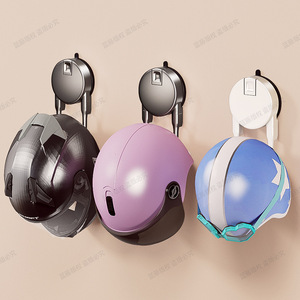 Suction Cup Hook Double Hook Helmet Storage Rack For Motorcycle Electric Vehicle Helmet Wall Mount No Drill ABS Material - Product Image 2