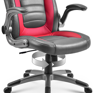 Silla de Oficina Ejecutiva Giratoria de PU, Ajustable en Altura, con Ruedas para Uso en Oficina, Modelos en Negro, Rojo, Azul y Gris - Product Image 2