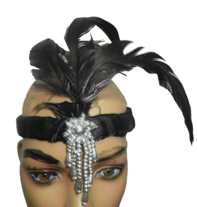 Party Carnival Halloween Accessories Glitter <strong>Hippies</strong> Feather the Great Gatsby <strong>Headband</strong> MPA-0111 - Product Image 2