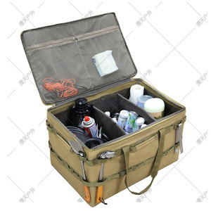 Large Capacity <b>Canvas</b> Storage <b>Box</b> Multifunctional Outdoor Picnic Camping Equipment Khaki Rectangle - Product Image 2