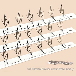 Nouvelles extensions de cils en grappe, style Comic Tower Cartoon Tip, naturelles, denses, super douces, effet aile, à tige unique, pour un look beauté, inclinées et volantes - Product Image 2