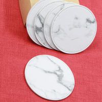 Sous-verres promotionnels personnalisés en cuir, motif marbre, en cuir PU résistant à la chaleur, pour café, thé, bar