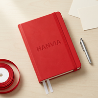 Carnet à couverture rigide en cuir PU A6 personnalisé pour Red Pocket, avec grille, reliure cousue, fermeture élastique, papier 80 g/m² sans acide, planificateur de notes