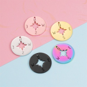 Vente en gros de pendentifs en forme de boussole en acier inoxydable poli miroir de 22 mm pour la fabrication de bijoux - Product Image 2