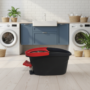 Système complet de serpillière et <span class=keywords><strong>seau</strong></span> 360°, nettoyeur de sols haute performance et écologique, avec manche <span class=keywords><strong>en</strong></span> acier inoxydable et essorage double <span class=keywords><strong>action</strong></span> - Product Image 1