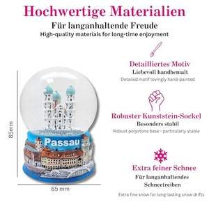 <strong>Wholesale</strong> Passau Landmark Eco-friendly Glass <strong>Globe</strong> <strong>Snow</strong> <strong>Globe</strong> Resin Base Historic City Building Design Custom Tourist Souvenir - Product Image 3