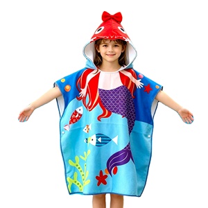 Vente en gros usine <span class=keywords><strong>de</strong></span> serviettes <span class=keywords><strong>de</strong></span> bain à capuche personnalisées pour enfants, serviettes <span class=keywords><strong>de</strong></span> <span class=keywords><strong>plage</strong></span> à imprimé dessin animé en tissu éponge, capes absorbantes et coupe-vent - Product Image 1