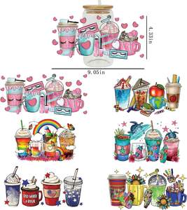 16oz 20oz 24oz UV DTF Envoltório do Copo para Vidro, Transferência Adesivos para Copos Decalques Impermeáveis Esfregue em Transferências para Artesanato Impressão Do <span class=keywords><strong>Vintage</strong></span> - Product Image 4