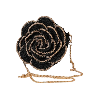 Sac à main en paille 3D Camélia pour femme, pochette florale chic, sac à bandoulière exquis avec chaîne détachable pour bal, rendez-vous galant et festival - Product Image 3