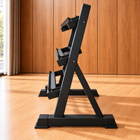 Support de Rangement Commercial pour Haltères à 3 Niveaux Réglables en Acier Robuste pour Équipement de Fitness en Salle de Sport