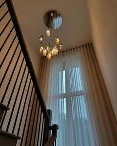 Lampadario Moderno <span class=keywords><strong>a</strong></span> <span class=keywords><strong>Sospensione</strong></span> in Vetro Ghiacciato Rotondo <span class=keywords><strong>LED</strong></span> Lungo <span class=keywords><strong>per</strong></span> Scale - Product Image 3