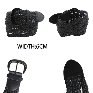 <span class=keywords><strong>Ceinture</strong></span> en cuir PU tissé noir de qualité supérieure avec grande <span class=keywords><strong>boucle</strong></span> en métal-Usine BSCI, conception de logos personnalisés, petite quantité minimale de commande, OEM/ODM disponible - Product Image 4