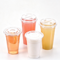 Gobelets à café jetables en plastique PP à paroi simple, logo personnalisé, origine Fujian, 16 oz, diamètre du fond 98 mm