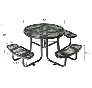 Tavolo da picnic moderno OME 46\" ADA in acciaio espanso termoplastico per giardino/esterno con sedie, ideale per parchi e bordo mare - Product Image 3
