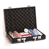 Jeu de jetons de Poker Texas fait à la main avec étui en cuir pour cartes