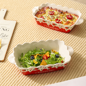 Horno de cerámica con diseño de fresas, ideal para Instagram, para uso doméstico, perfecto para hornear queso y disfrutar de una fruta lujosa. - Product Image 1